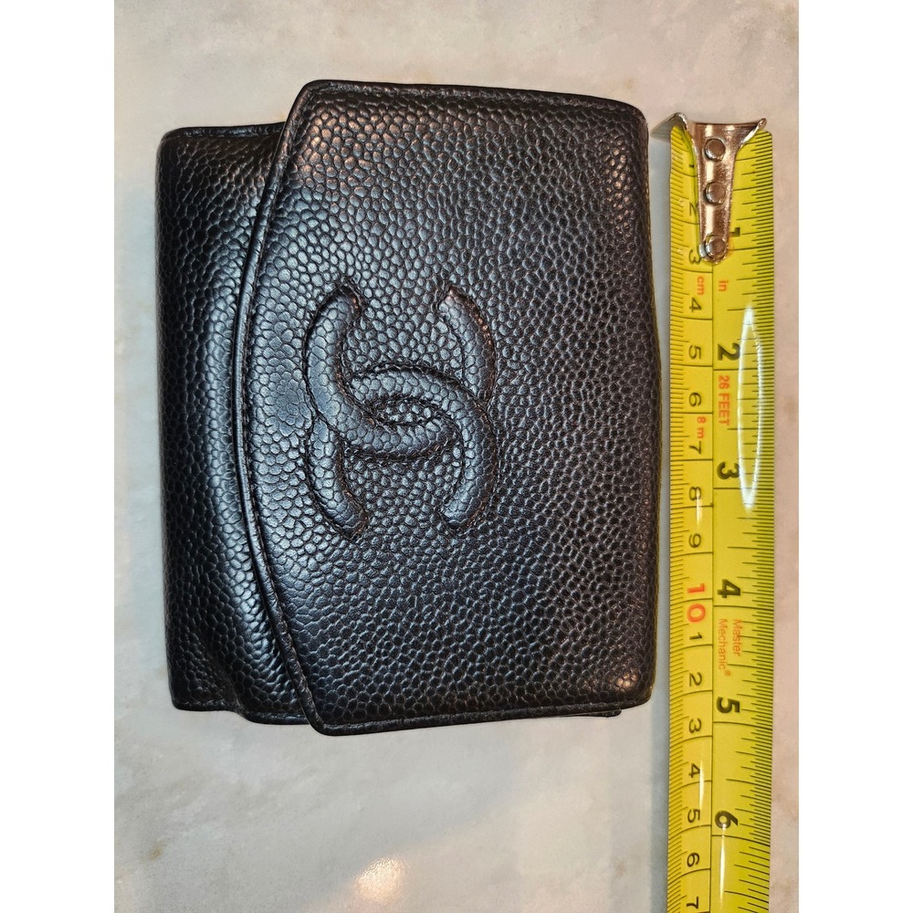 Chanel Wallet Caviar Leather Bifold CC Logo Snap Closure‎ Compact